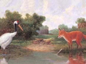 The Fox and the Crane — Through the Art style of Gustave Courbet