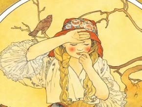 The Seven Ravens — Through the Art style of Alfons Mucha